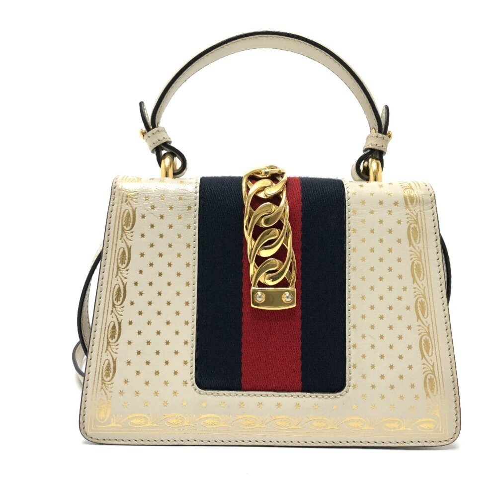 GUCCI Authentic White Leather Sylvie Shoulder Bag - Picture 2 of 16